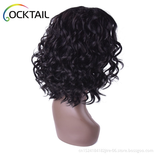 Factory wholesale high temperature fiber short loose curl synthetic lace front wig in stock